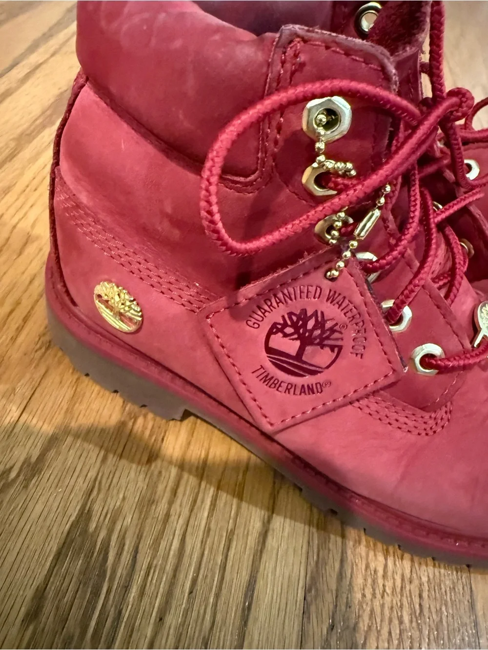 Timberland Kids Red Lace-Up Waterproof Boots